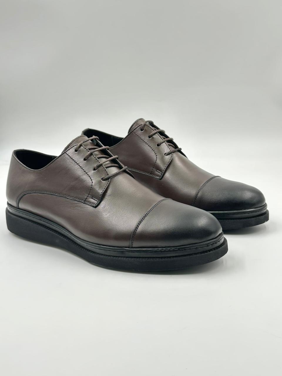 Derby cuir semelle plateforme - coloris taupe