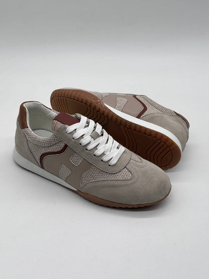 Baskets running multimatières - coloris taupe